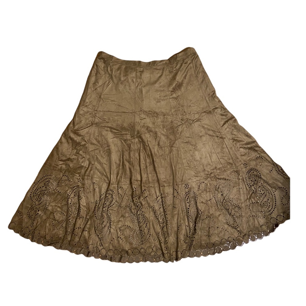 Coldwater Creek lined faux suede maxi skirt color Brown